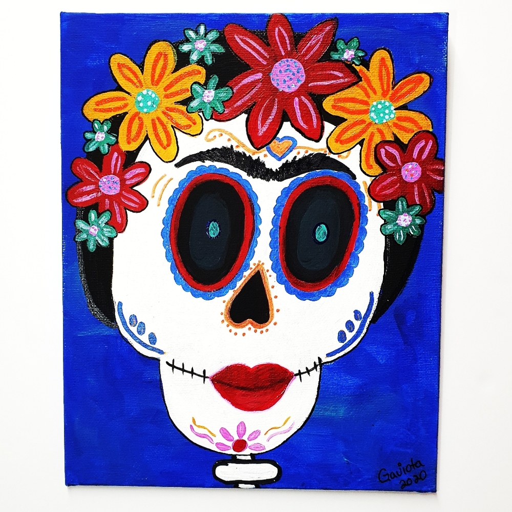 Frida Kahlo Sugar Skull 7 Acrylic Painting
